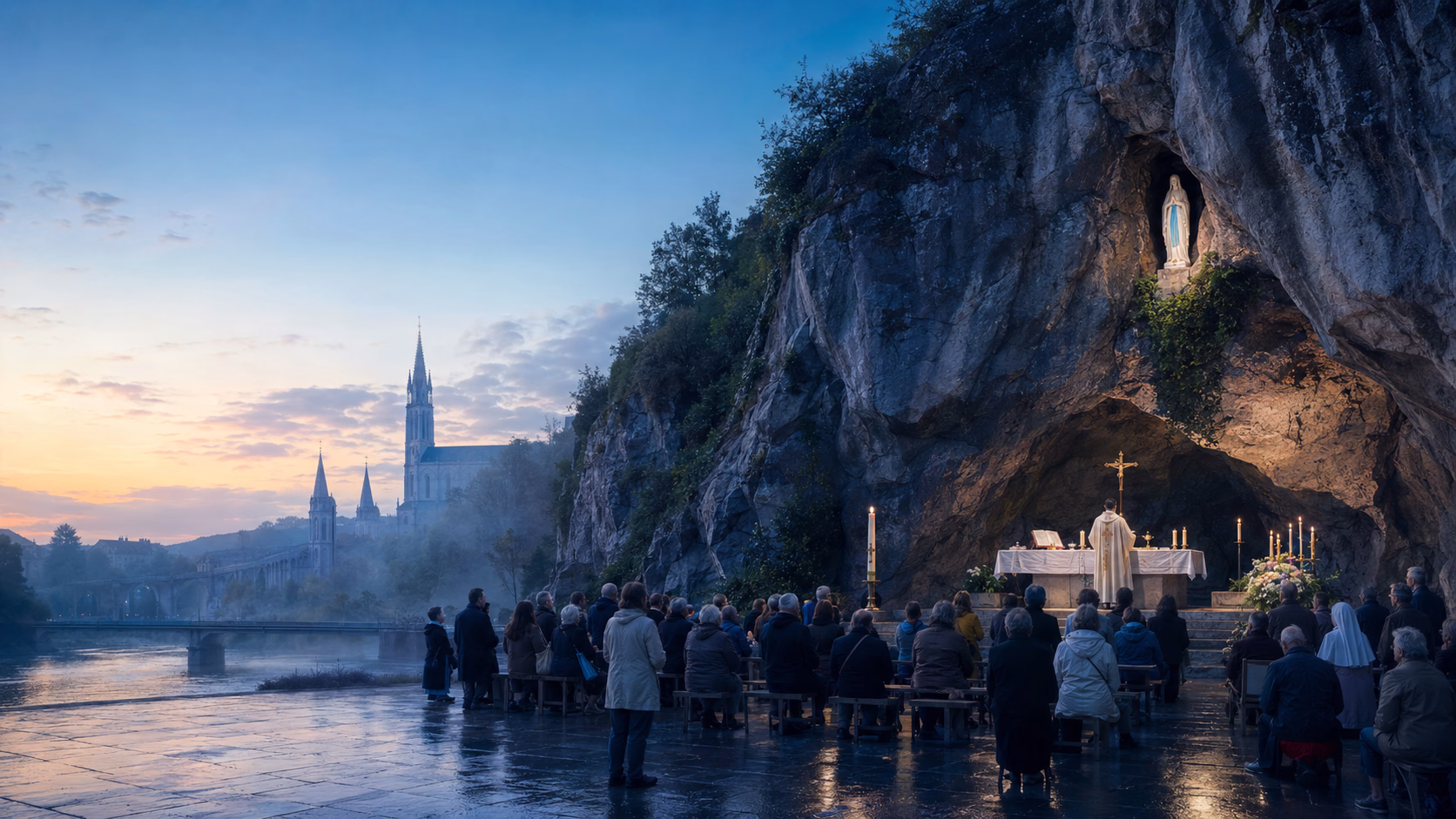 Messe célébrée au Sanctuaire Notre-Dame de Lourdes