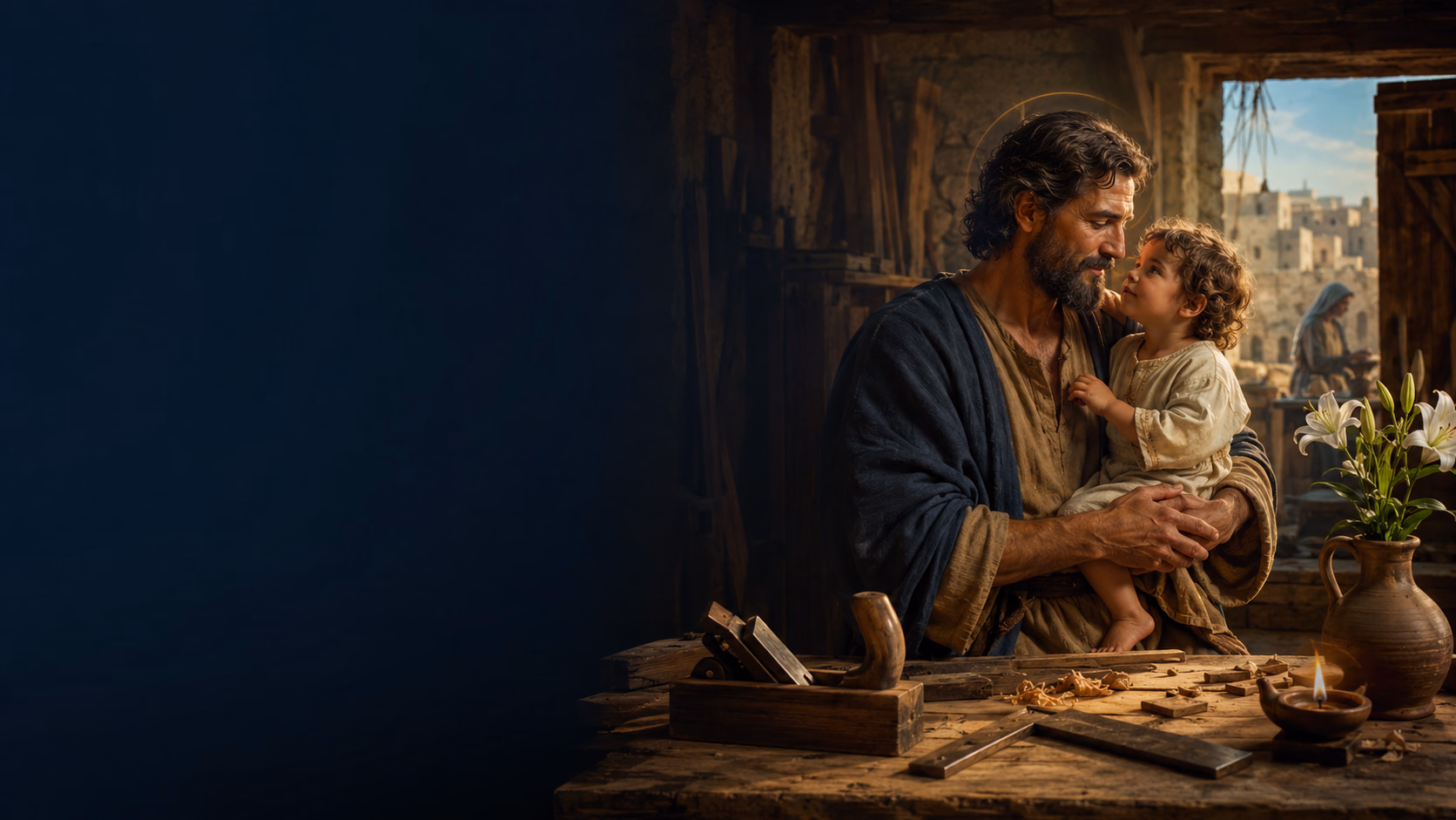 Saint Joseph portant l’Enfant Jésus dans son atelier