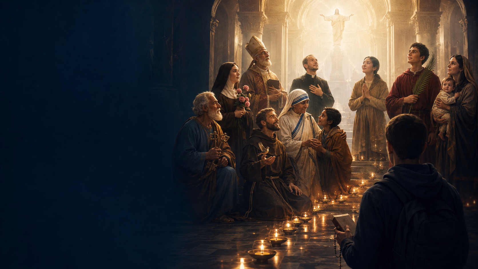 Une assemblée de saints tournée vers la lumière du Christ
