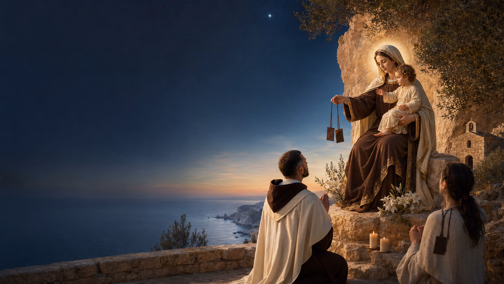 Notre-Dame du Mont-Carmel tenant l’Enfant Jésus et le scapulaire